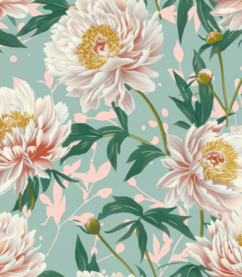Tapeta na ścianę w pudrowe peonie